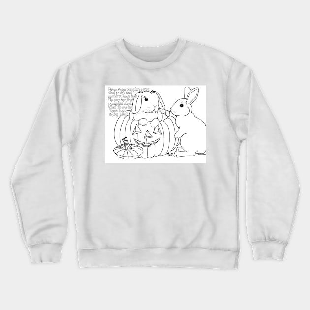 Bunny Nursery Rhyme Series-Peter, Peter, Pumpkin Eater b&w Crewneck Sweatshirt by ArtbyMinda